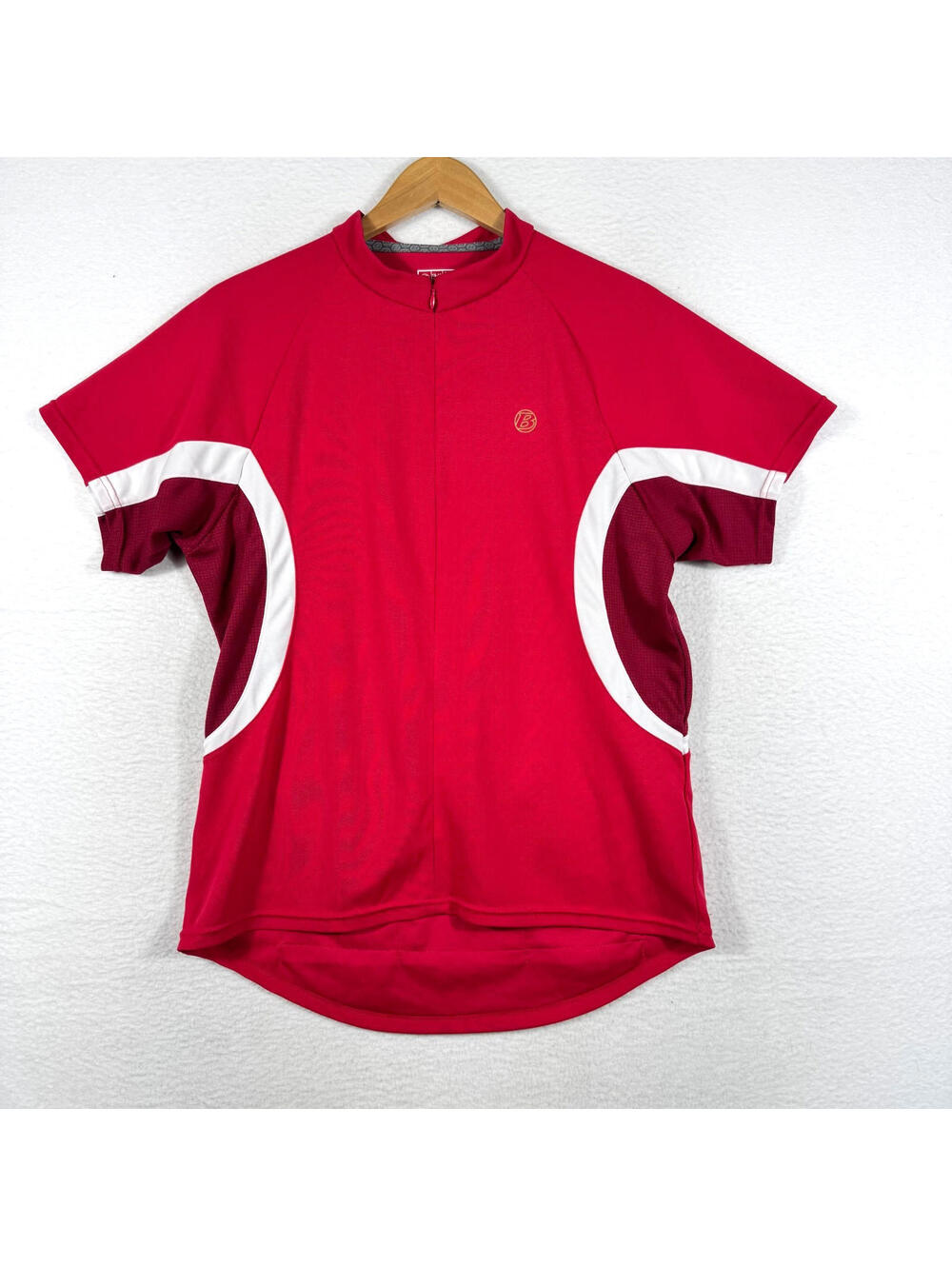 Bontrager Mens Large 16-18 Red Fitted Cycling Jersey Short Sleeve Pockets